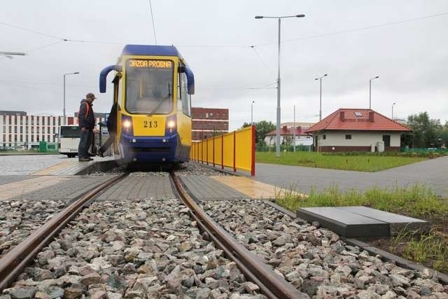 Jazda próbna tramwaju na Bielanach.