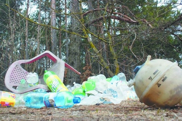 To zdjęcie zrobiliśmy w ubiegłym tygodniu w lesie, niedaleko firmy Zakrem. Te plastikowe butelki będą się rozkładać minimum 500 lat.