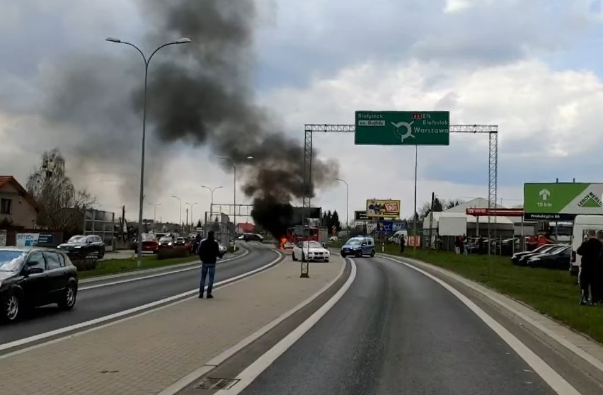 Pożar auta w Białymstoku