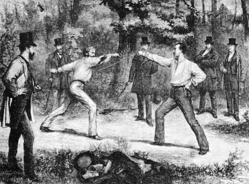 Pojedynek w Lasku Bulońskim ok. 1874 roku