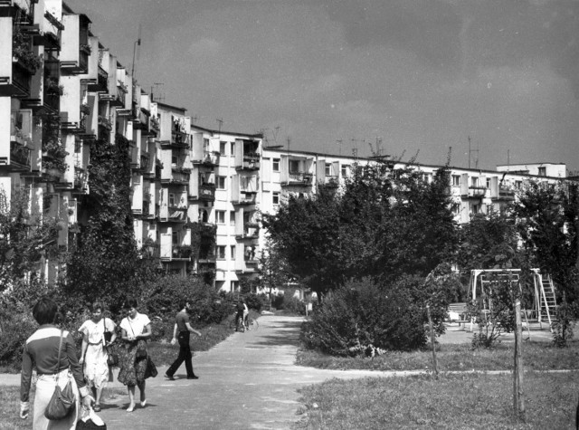 LSM. Osiedle Słowackiego zaprojektowane przez Zofię i Oscara Hansenów. Lat 70. XX wieku.