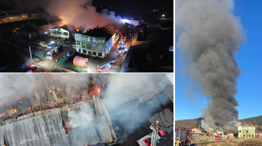 Pożar w Pcimiu wybuchł w sobotę popołudniu, wieczorem wciąż...