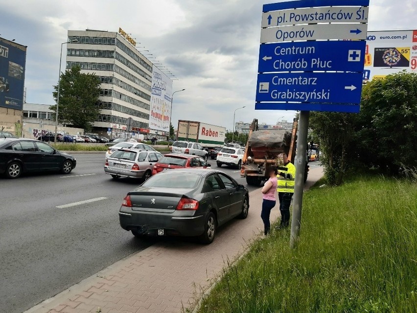 Wypadek na śródmiejskiej obwodnicy Wrocławia 1.06.2021