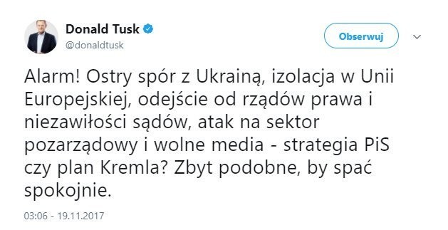 Obecność Donalda Tuska w polskiej polityce ogranicza się do...