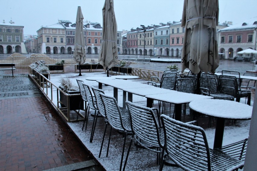 Pierwszy śnieg w Zamościa