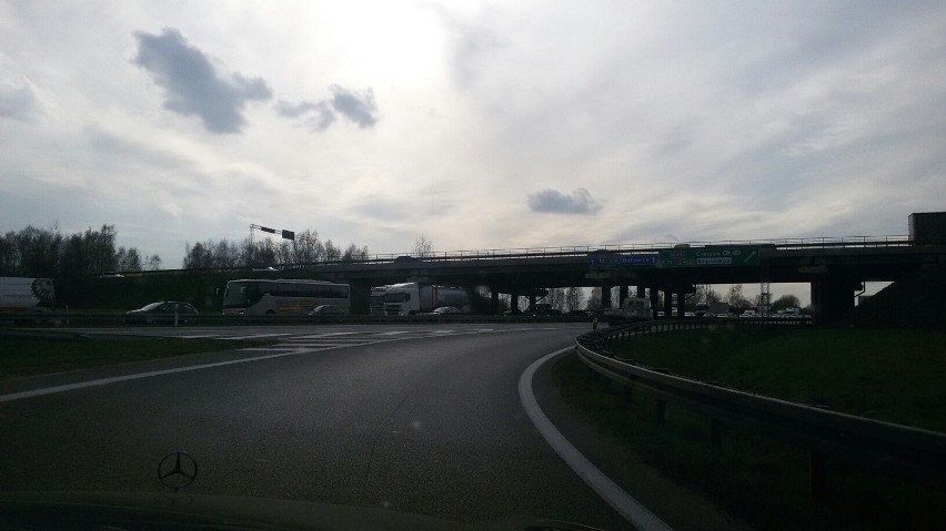 Korek na autostradzie A4 przed bramkami na Kraków