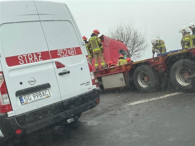 Kolizja na węźle autostrady A4 w Kleszczowie