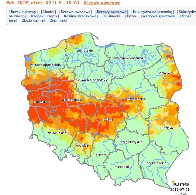 Dane o suszy w Polsce