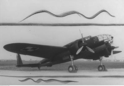 Samolot PZL-37 "Łoś" na lotnisku (1939)