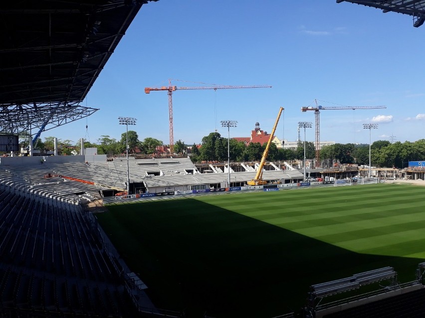 Stadion Pogoni Szczecin - stan prac na 9 czerwca 2021.
