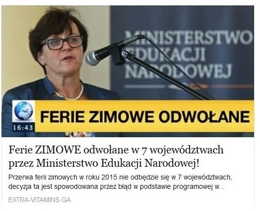 Ferie zimowe odwołane w 7 województwach? Kolejne oszustwo na...