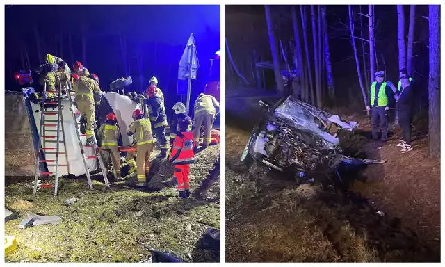 Wypadek na DK8 w miejscowości Rybniki. Dwie osoby ranne