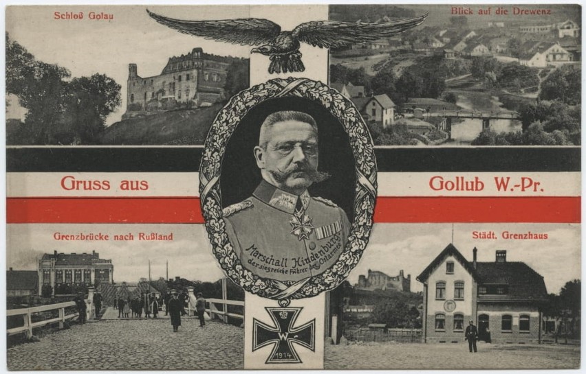 Pocztówka z czasów pierwszej wojny pokazująca przejście...