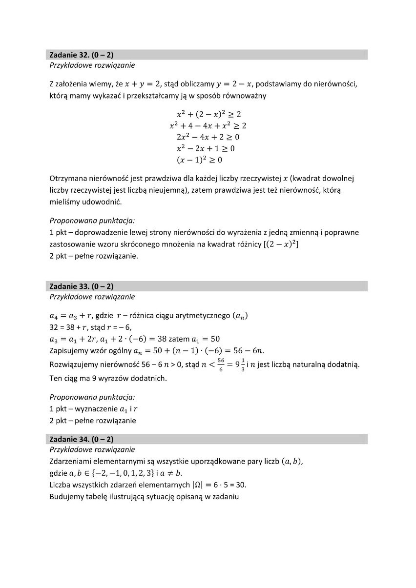 Matura próbna 2022. Matematyka (poziom podstawowy) - ROZWIĄZANIA