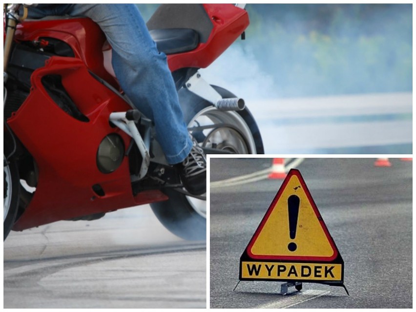 Wypadek w Grucelach. Młody motocyklista uderzył w ciągnik