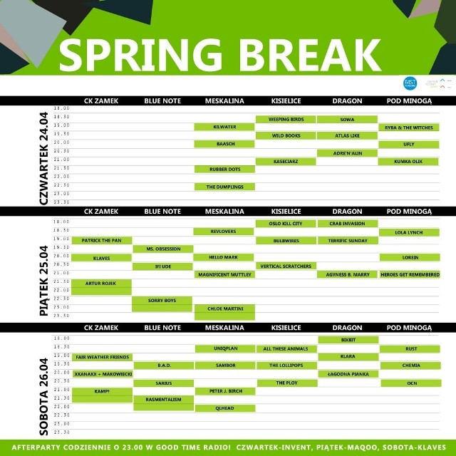 Całą rozpiskę Spring Break poznacie na stronie spring-break.pl/program/