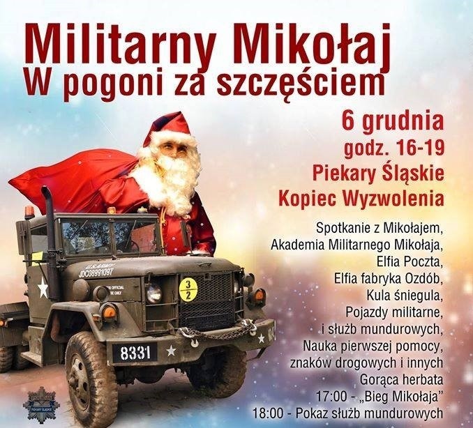 Militarny Mikołaj przed Kopcem Wyzwolenia w Piekarach Śląskich