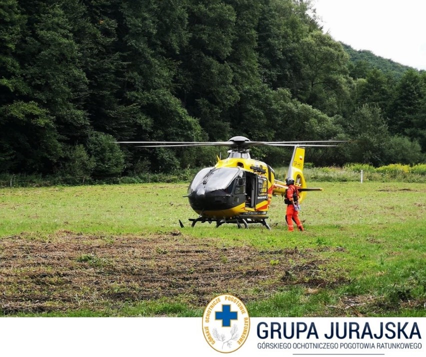 Groźny wypadek w Dolinie Będkowskiej. Wspinający się człowiek spadł z wysokiej ściany skalnej