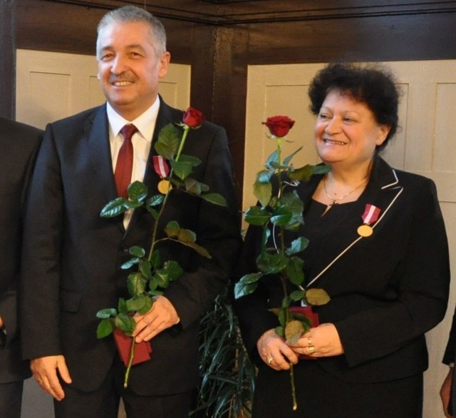 Barbara Kierat i wiceburmistrz Olesna Jerzy Chęciński.