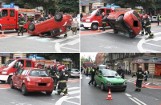 Wypadek na ul. Śląskiej. Auto dachowało na przejściu, ciężarna trafiła do szpitala [wideo, zdjęcia]
