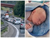 Niecodzienne zdarzenie na autostradzie A1. Kobieta zaczęła rodzić w podróży! Pomocy rodzinie udzieliły służby i kierowcy 