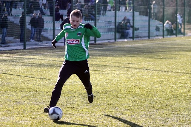 Paweł Matyga, junior Radomiaka zagrał 20 minut w meczu kontrolnym z Targówkiem Warszawa.