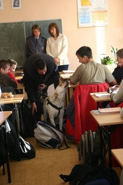 Policja przeszukała w ciągu dwóch godzin sześć klas. Żadnych narkotyków nie znaleziono.