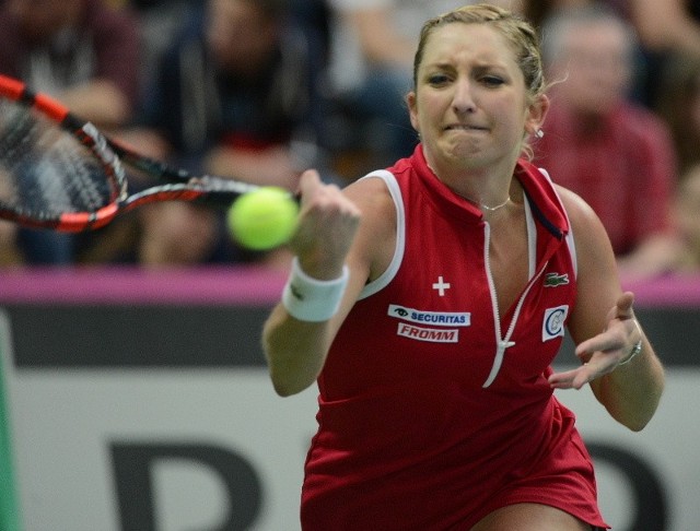 Fed Cup 2015 Zielona Góra. Timea Bacsinszky wygrała dla Szwajcarii oba single i debla.