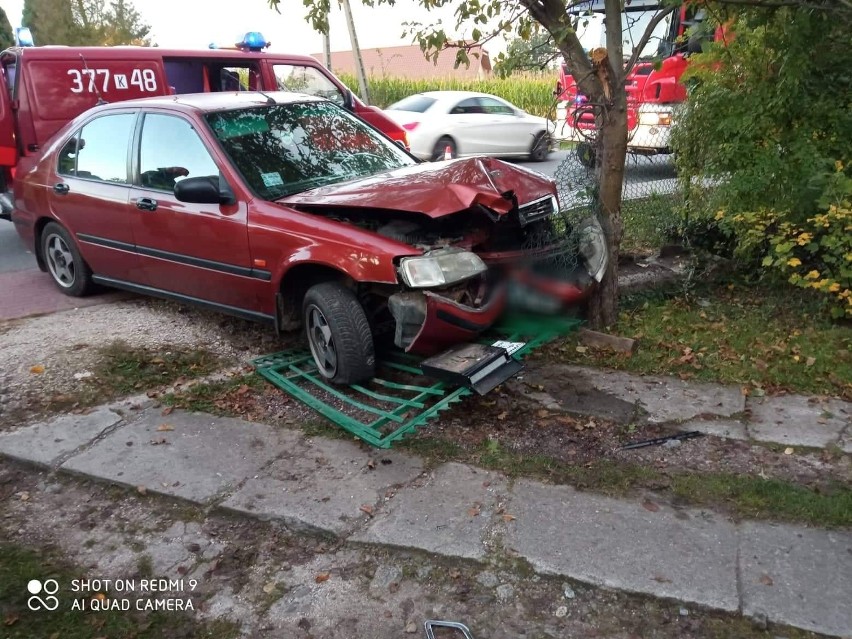 Samochód uderzył w ogrodzenie prywatnej posesji, kierowca...