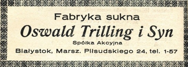 Reklama fabryki Trillinga z 1932 r. 