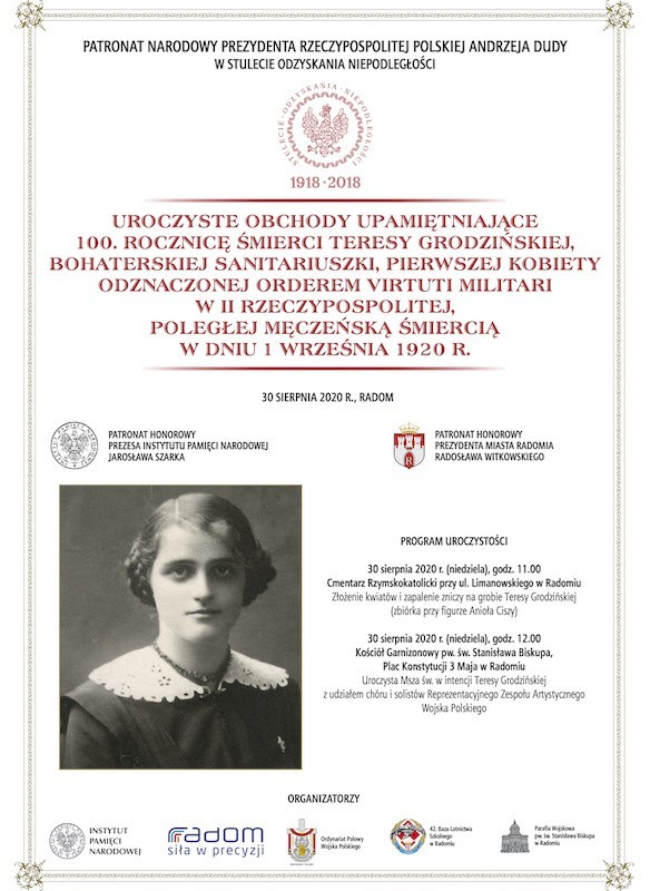 W kościele garnizonowym będą obchody 100. rocznicy śmierci Teresy Grodzińskiej, pierwszej kobiety odznaczonej Orderem Virtuti Militari 