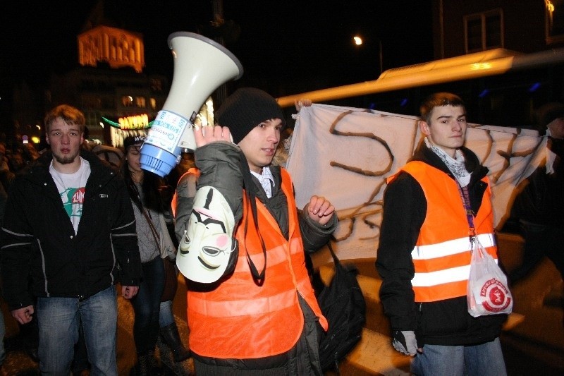 Protest przeciwko ACTA w Koszalinie.