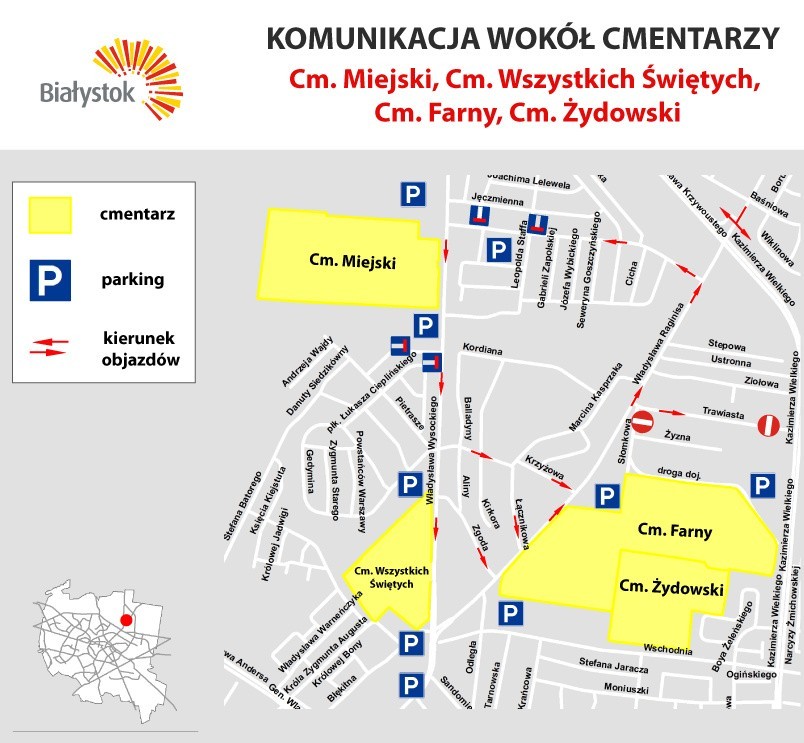 Zmiany organizacji ruchu i utrudnienia w rejonie cmentarzy w...