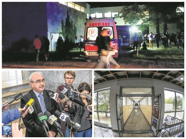 Przez wąski korytarz łączący dwa uczelniane budynki próbowało się w tym samym czasie przedostać kilkaset osób. Gdy zaczęło brakować powietrza, niektórzy w panice wybijali okna. Prof. Antoni Bukaluk wyraził wczoraj żal z powodu tragedii. Twierdził, że to ochroniarze mieli zapewnić bezpieczeństwo