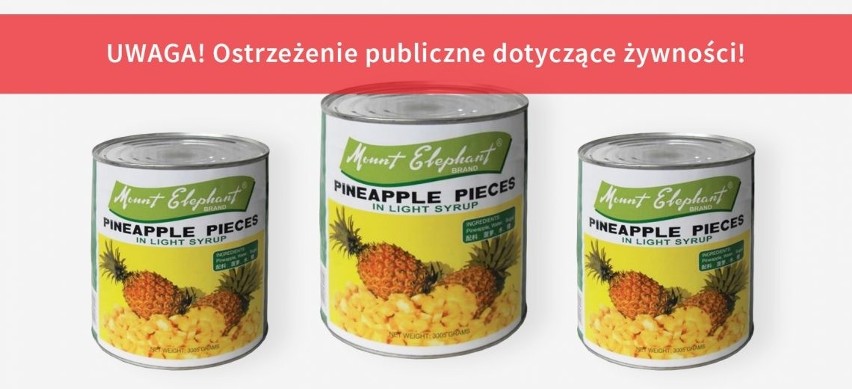 Ostrzeżenie GIS. Wycofano ananasy w puszce. W opakowaniu produktu znaleziono drut metalowy [26.09.2019]