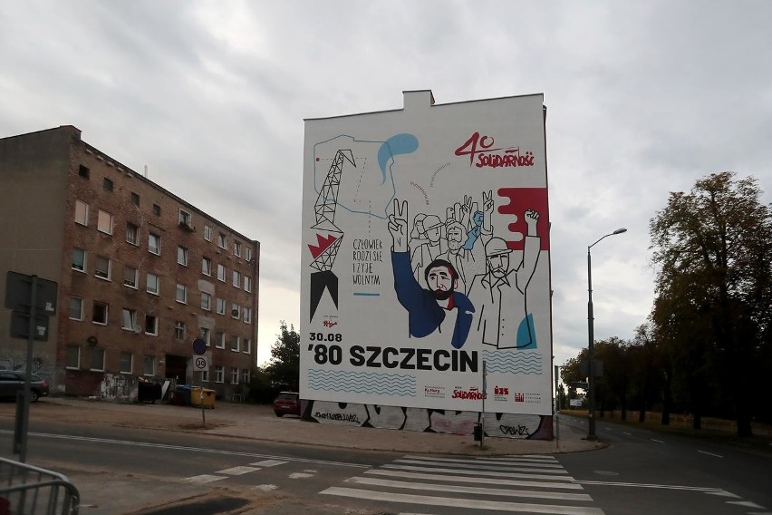 Rocznicowy, solidarnościowy mural na Pomorzanach w...