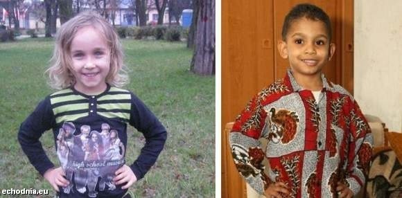 (Z lewej) Zawsze uśmiechnięta i pełna energii Marlenka, Mała Miss 2008. (Z prawej) Radosny Lamine, Mały Mister 2008.