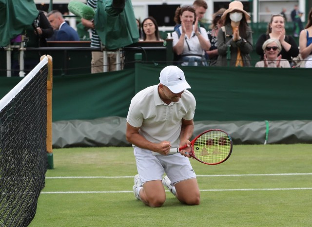 Jan Zieliński podczas tegorocznego Wimbledonu