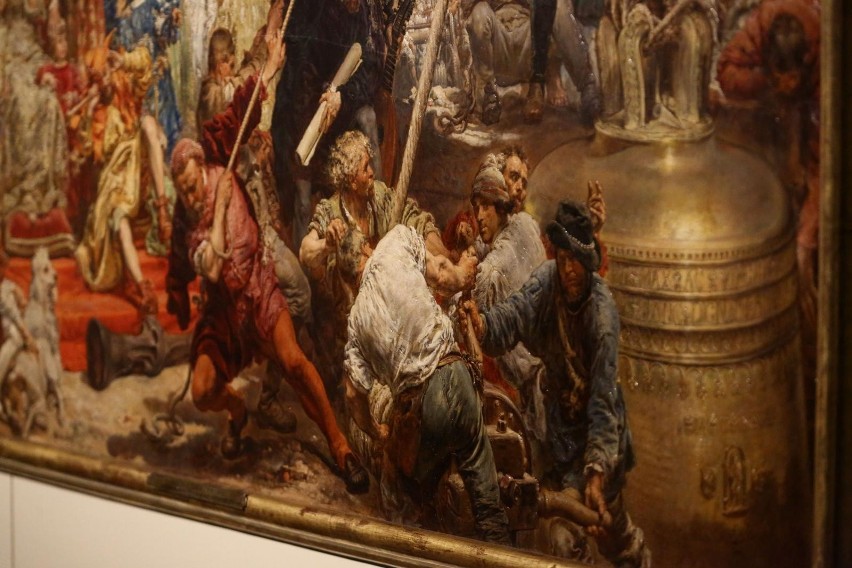 Ekspozycja obrazu „Zawieszenie dzwonu Zygmunta na wieży...