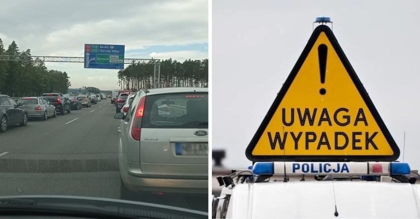 Korek z powodu wypadku na drodze A6, przed węzłem Dąbie. Zalecane są objazdy 