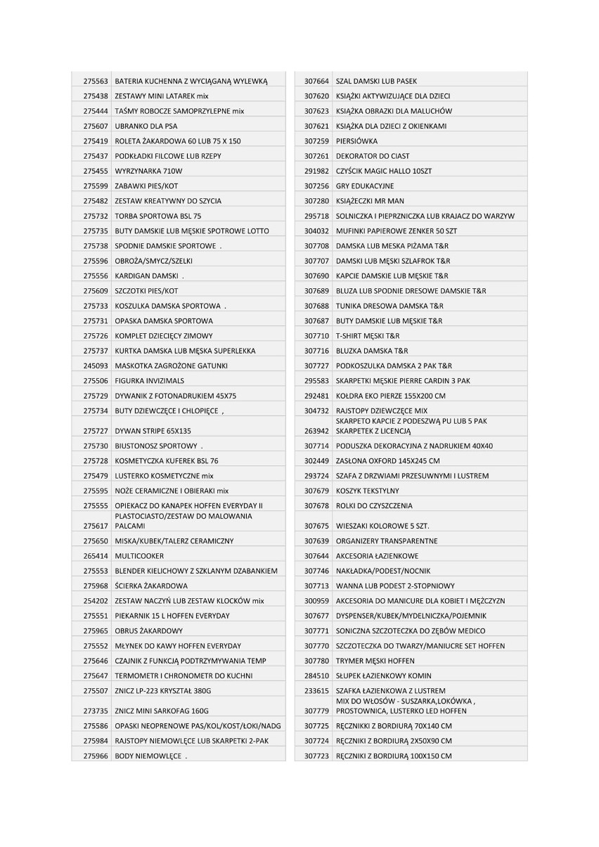 Lista produktów 50 procent tańszych