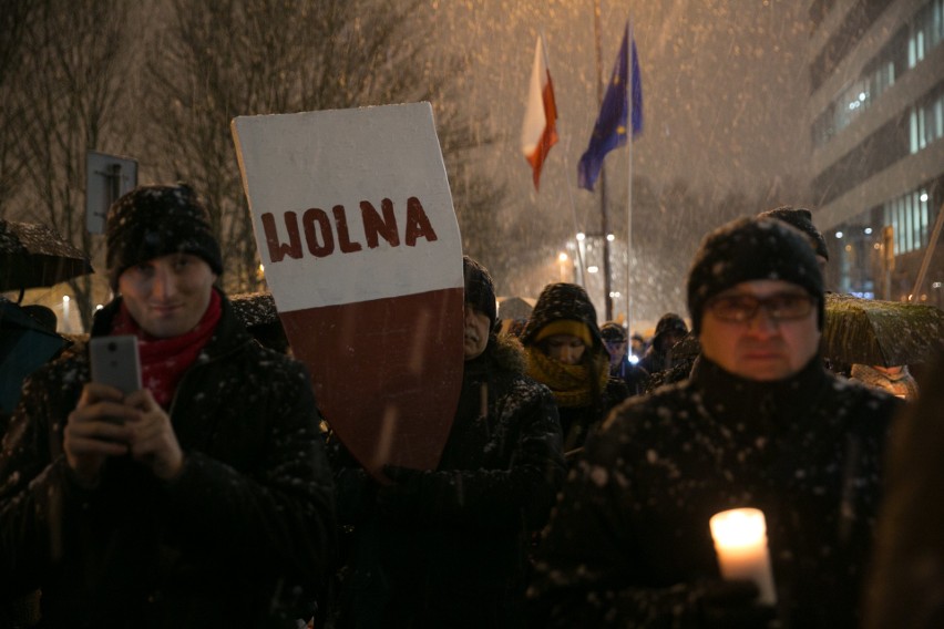Kraków. Protest 3xW: Wolne Sądy, Wolne Wybory, Wolna Polska