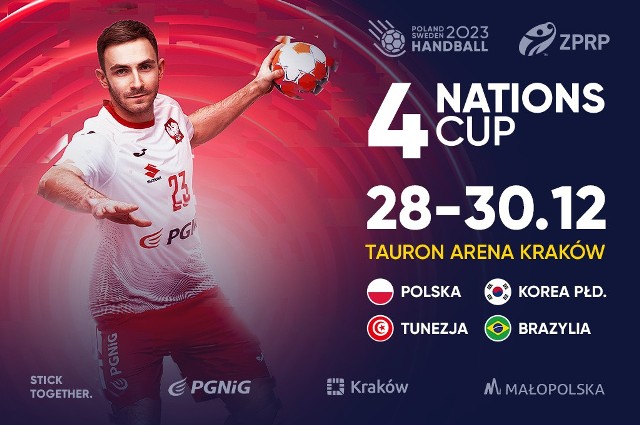 Oficjalny plakat międzynarodowego turnieju piłkarzy ręcznych 4 Nations Cup