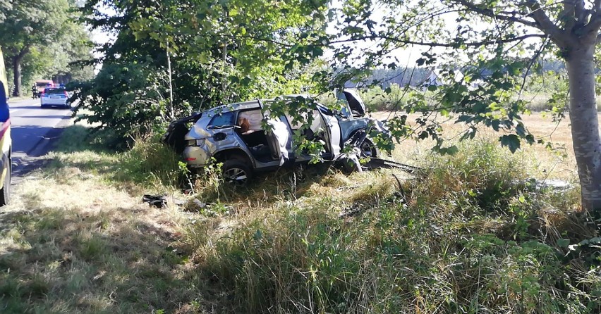 Poważny wypadek koło Głobina. Auto uderzyło w drzewo [ZDJĘCIA]