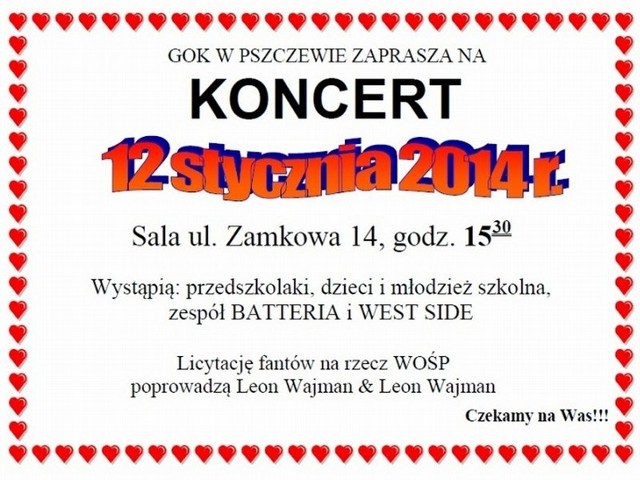 Wolontariusze WOŚP w Pszczewa zapraszają mieszkańców na niedzielny koncert. Już w piątek w Folwarku Pszczew odbędzie się dobroczynna impreza.