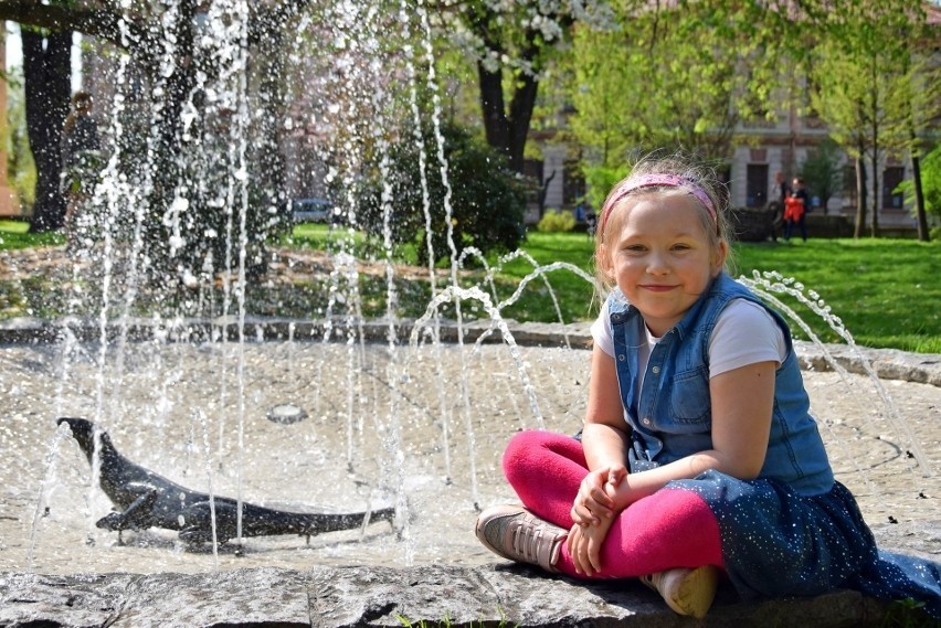 Słynna fontanna z jaszczurką na Plantach w Nowym Sączu...