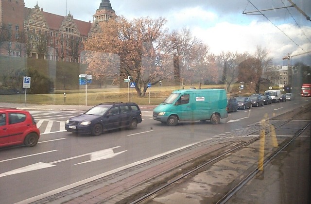 Popołudniowy korek w Szczecinie.