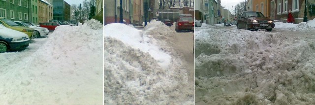 Wiele ulic w mieście nadal przykrywa śnieg lub błoto pośniegowe.