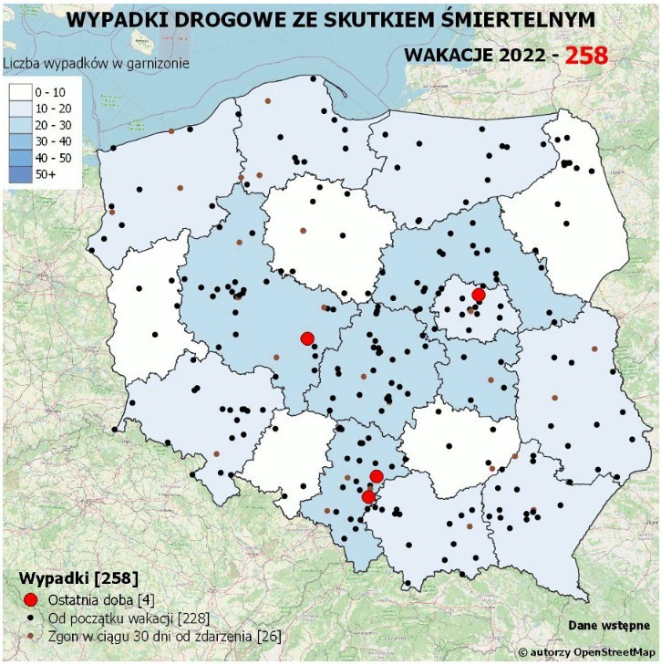 Policyjna mapa wypadków drogowych