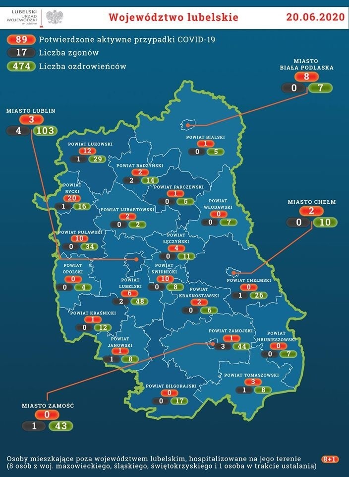 Koronawirus w Lubelskiem: 89 aktywnych przypadków w całym regionie 